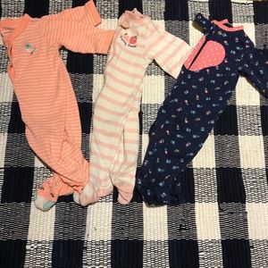 Set of 3 Footie Pajamas 0-3 and 3 months